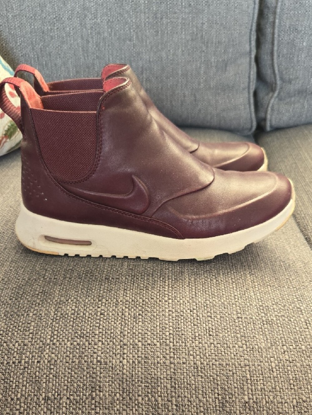 Nike Kids Burgundy Slip-On Sneakers with White Sole
